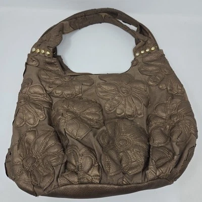 Bolso de Hombro BIG BUDDHA Hibisco Lona Bronce Bronce Bronceado Neutro Floral Y2K Boho Foto 1 de 4