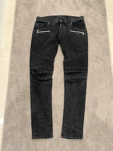 Balmain Men's Slim Fit Moto Denim Jeans Size 32 - Picture 1 of 5