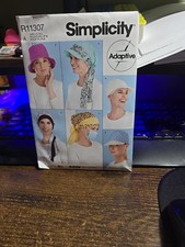 Simplicity R11307 ADAPTIVE Chemo Hats Headcoverings in 6 Styles Sz S-M-L S9491