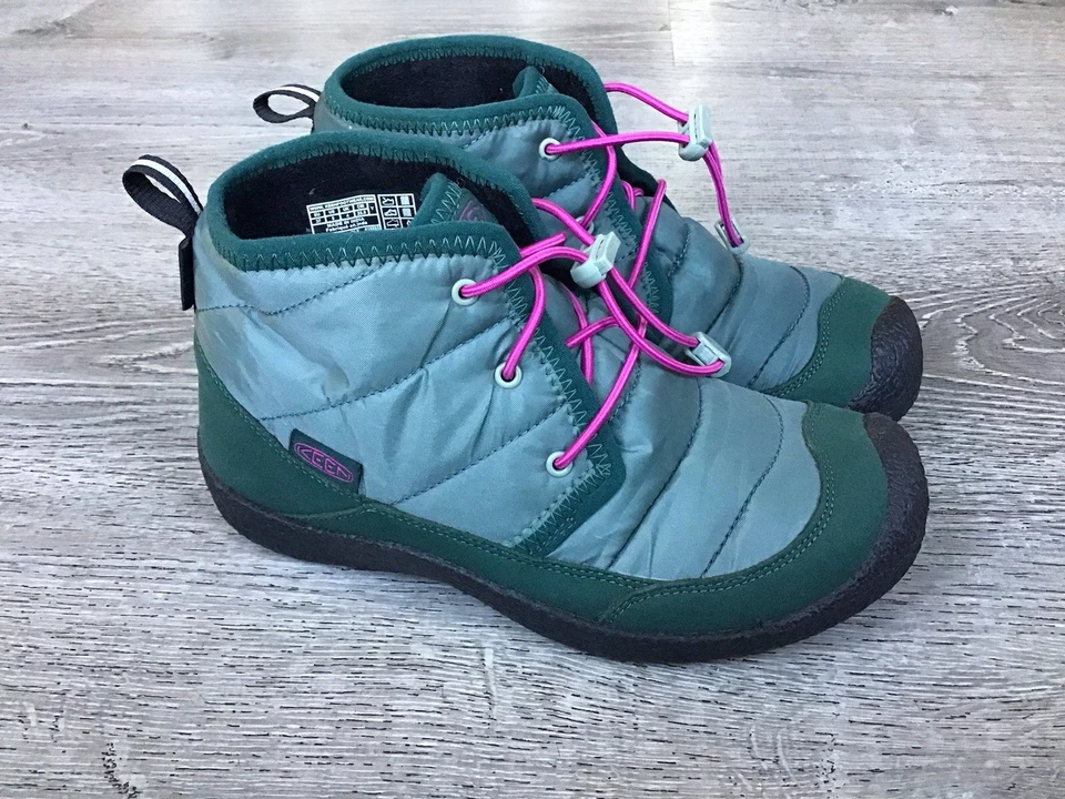 Keen Howser II 儿童 Chukka 靴子 5 码 Dark Forest Fuchsia 防水雪地靴 — 第 1/4 张图片