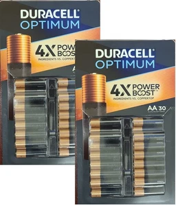 DURACELL AA OPTIMUM BATTERIES 4x TIMES POWER BOOST - 60 PIECES SEALED - Picture 1 of 8