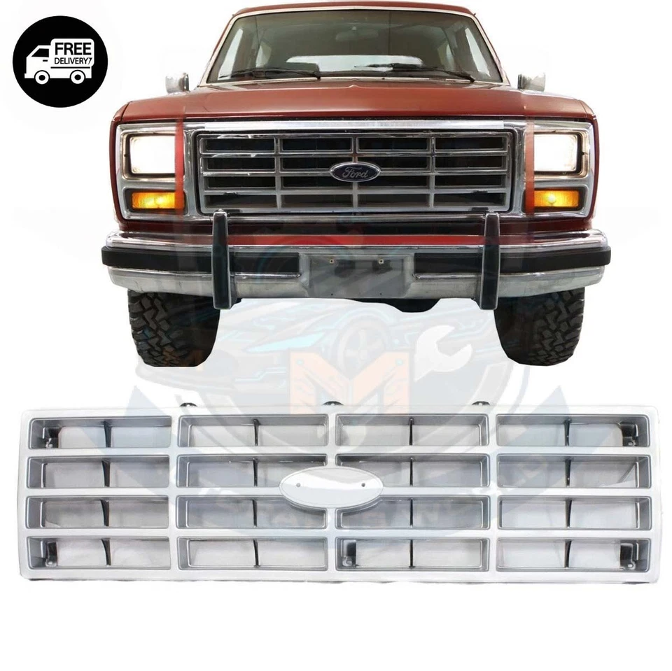 New 1982-1986 Front Grille Assembly Silver with Black Insert FORD F-150 Foto 1 de 1