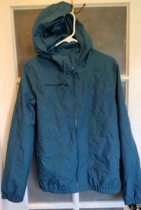 Volcom Jacket Women's L Hooded Full Zip Windbreaker Mesh Lined Turquoise - Picture 1 of 14