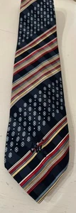 Countess Mara Silk Tie Blue Red Diagonal Stripe MCM Vtg 3.75” X 58” - Picture 1 of 2