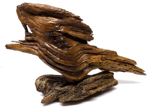 Vintage Natural Abstract Driftwood Art Sculpture On Wooden Base "Flying Eagle" - Picture 1 of 8