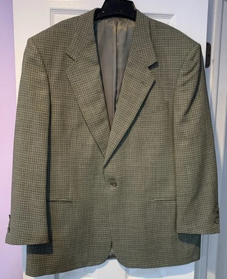 Abrigo/Blazer Deportivo Forrado a Cuadros Verde JHane Barnes Para Hombres Talla 44R Un Botón Foto 1 de 4