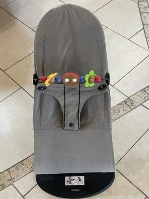 Baby Bjorn Bouncer With Googly Eye Toy Sun Attachment Tan/ Gray - Image 1 of 4