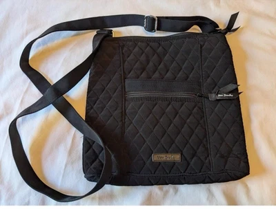 Vera Bradley Iconic Hipster Classic Black Quilted Crossbody Bag Roses Lining - Image 1 of 4