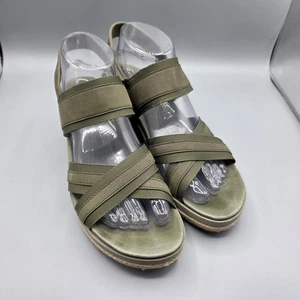 Merrell Kaiteri Sandals Womens 9 Green Wedge Platform Strappy Slingback Comfort - Picture 1 of 15