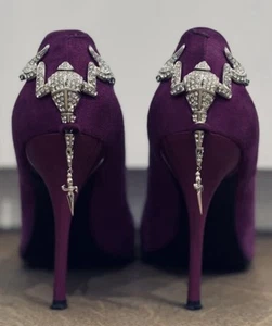 Tacones de aguja Cesare Paciotti cristal violeta escorpión gamuza EU 39.5 US 9.5 10 - Imagen 1 de 7