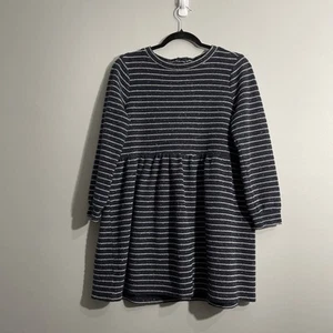 LOFT Women' Blue Textured Boucle Dress Size M Striped with Multicolor Dots - Picture 1 of 9