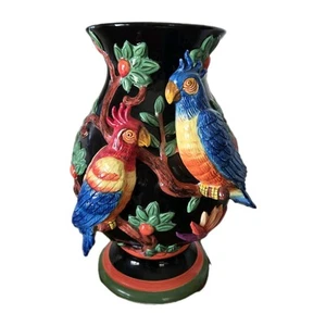 Vtg 90's Parrot Tropical Decorative 3D Vase Large Signature Home Collection Rio - Picture 1 of 14