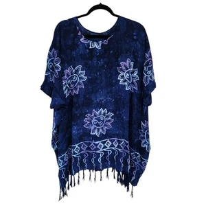 Top Celestial Sun Talla Única Azul Púrpura Tie dye Gran Tamaño Flecos Festival Hada - Imagen 1 de 5