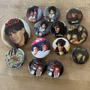 Lotto 13 spille musica rock vintage new wave anni 80 pinback Duran Duran, Prince e altre - Foto 1 di 2