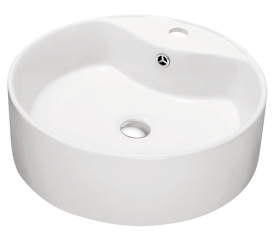 Contemporary Vessel Above-Counter Round Ceramic Art Basin with Single Hole  - Image 1 of 2