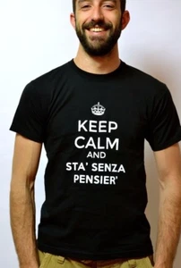 T-shirt GOMORRA Sta senza pensier Keep calm la serie nera cotone - Foto 1 di 2