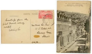 Postkarte Martinique 1932 frankiert mit 90c Sc 92 solo nach Illinois - Brief - Bild 1 von 1