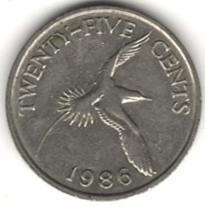 Veinticinco centavos 1986 ~ bermudas ~ foto de stock. b1009 - Imagen 1 de 4