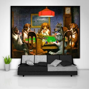 Dogs Poker Tapestry Art Wall Hanging Sofa Table Bed Cover Poster - Picture 1 of 12