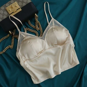 Super Cozy 100% Mulberry Silk Women Padded Camisole Cami Bra Bralette Tube Top - Picture 1 of 12