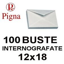 100 BUSTE DA LETTERA BIANCHE 12x18 PIGNA INTERNOGRAFATE GOMMATE CN LEMBO GOMMATO