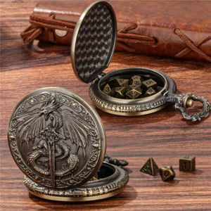 Tiny D&D Collector's Dice 7pcs Mini Metal Polyhedral Set with Dragon Pocket Case - Picture 1 of 12