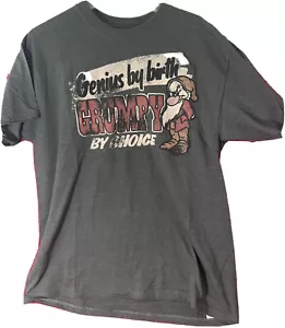 Disney Parks Mens T Shirt Size Large Gray Genius By Birth Grumpy By Choice - Picture 1 of 4