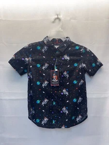 Denim & Flower Santa in Space Kids Christmas Button Up 7 or 13/14 - Picture 1 of 16