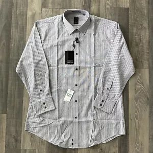 NWT Joseph Abboud Dress Shirt Men’s 17 32/33 Trim Fit Black Grey Striped - Picture 1 of 9