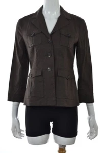 Premise Kylie Blazer Size 4 Brown Solid 3/4 Sleeve Linen Casual Jacket - Bild 1 von 5