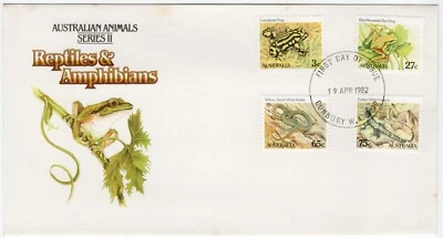 1982 FDC Australia - Reptiles & Amphibians - 3, 27, 65 & 75 Cent Stamps, Bunbury - Image 1 of 2