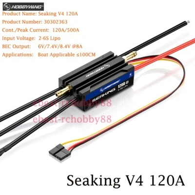 NEW Hobbywing SEAKING 120A V4 Brushless Motor Speed Control ESC 2-6S For RC Boat - Image 1 of 4