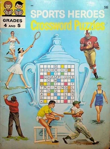 Sports Heroes Crossword Puzzles 1966 Lou Gehrig Jesse Owens Joe DiMaggio - Picture 1 of 3