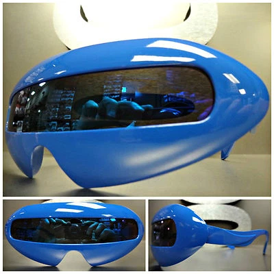 ROBÔ ESPACIAL FESTA RAVE CLUBE FANTASIA CICLOPE ESCUDO FUTURISTA ÓCULOS DE SOL Azul - Imagem 1 de 4