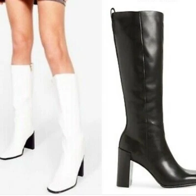 全新! Rag & Bone Ellis 及膝靴黑色皮革 40 码欧盟 10 美国 MSRP $795 — 第 1/4 张图片