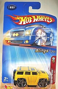 2005 Hot Wheels #37 First Editions-Blings 7/10 HUMMER H3 Yellow w/Chrome Pr5 Sp