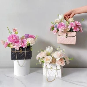 4Pcs Flower Paper Box Bouquet Storage Bucket Florist Bag Handbag Packaging Boxes - Picture 1 of 14