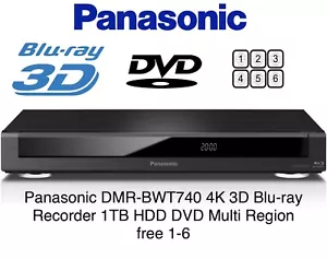 Panasonic DMR-BWT740 4K 3D Blu-ray Recorder 1TB HDD DVD Multi Region Free 1-6 mk - Bild 1 von 9