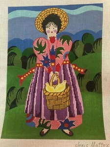 Needlepoint cbk Lady and Chicks - Foto 1 di 1