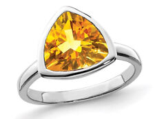 2.60 Carat (ctw) Natural Trillion Cut Citrine Ring in Sterling Silver