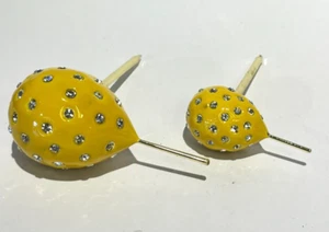 Keren Kopal Pair metal Yellow Balloon Hand made with Austrian Crystals - Picture 1 of 8