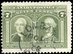 Canada 7c Scott #100 Used Fine 1908 Quebec Tercentenary Issue Stamp - Imagen 1 de 2