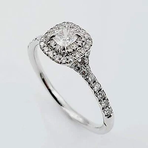 Tiffany Style Platinum Wedding Ring with Cushion VS Color F Center Diamond. - Picture 1 of 6