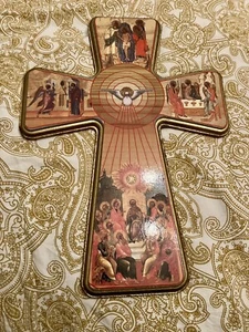 Stunning Large Wooden Cross With Christian Scenes. Great Condition. - Picture 1 of 1