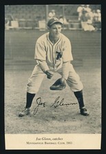 1933 WHEATIES Oversized Postcards -JOE GLENN (Minneapolis Millers) TRIMMED