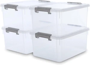 Citylife 17 QT Plastic Storage Bins with Latching Lids Stackable Storage Contain - Picture 1 of 7