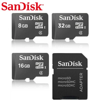 SanDisk Micro SD 2GB 4GB 8GB 16GB 32GB TF SDHC Standard C4 Memory card + Adapter - Image 1 of 4
