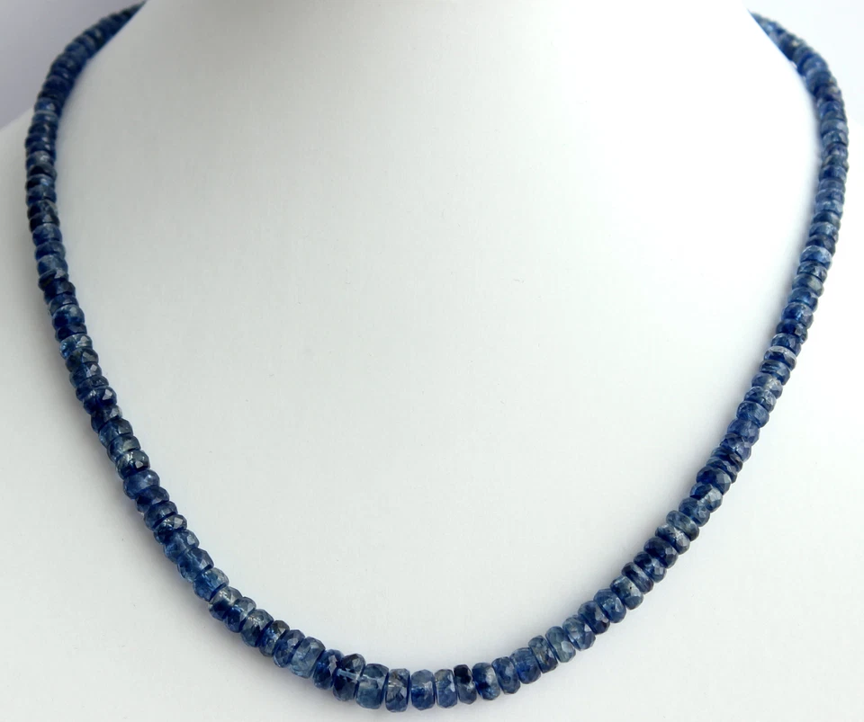 Cianite Pietra Preziosa Catena Cyanit Sfaccettato Collier Blu Donna 47 CM - Immagine 1 di 3