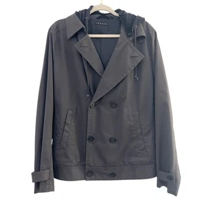 THEORY Herren Gr. L grau Baumwolle Knopfleiste Jacke Kapuze minimalistisch Workwear  - Bild 1 von 5
