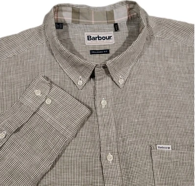 Barbour 衬衫男式 XXL 2XL 纯亚麻格子剪裁适合休闲学院风 — 第 1/4 张图片